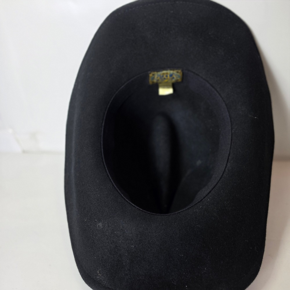 SCALA Black Wool Cowboy Hat Western Dorfman Pacific Studded Band One Size - Picture 5 of 8
